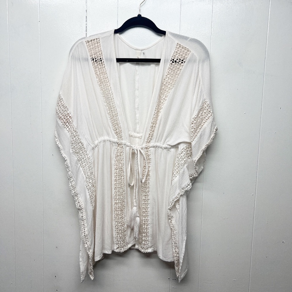 Elan Women's Embroidered Gauzy Bohemian Tunic Top Size Small Oversized Beachy - Picture 2 of 15
